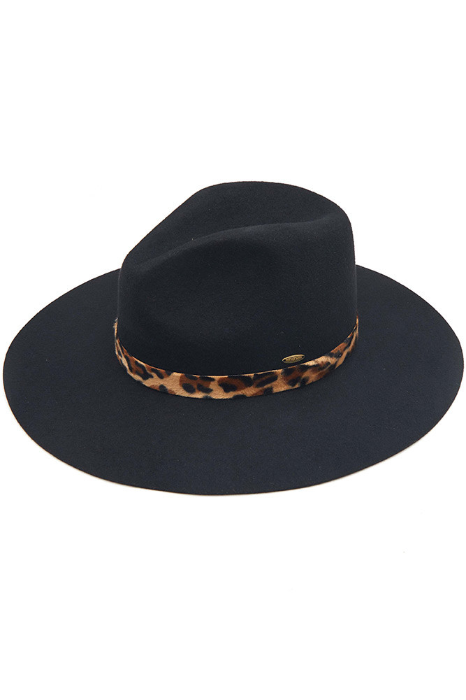 Women's Wool Felt Brim Hat in Black
