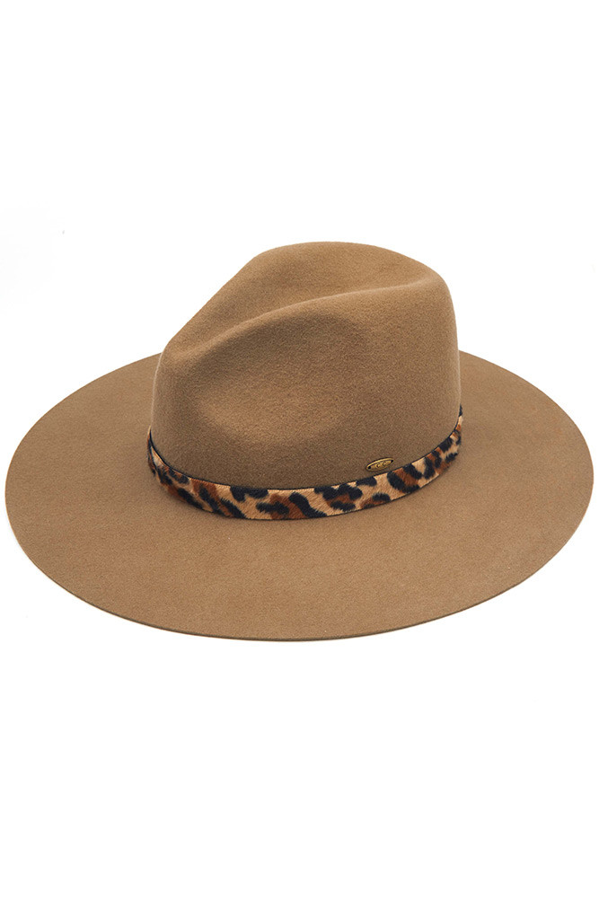 Women's Wool Felt Brim Hat in Taupe