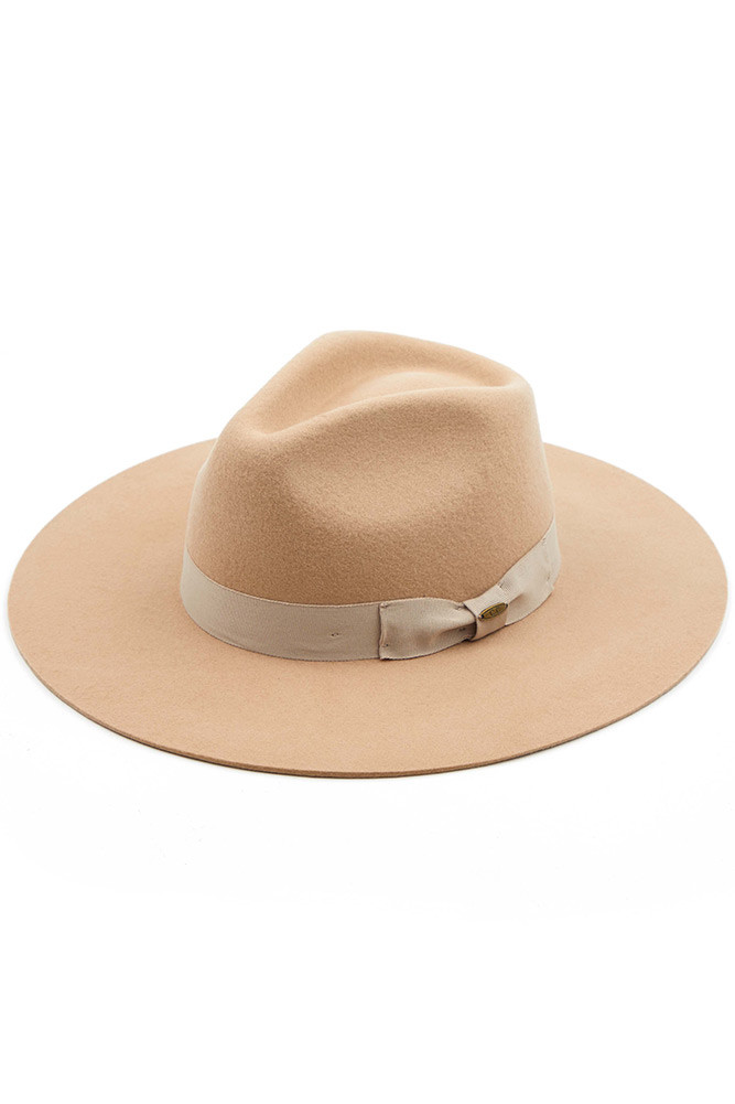 Women's Wool Felt Brim Hat in Beige