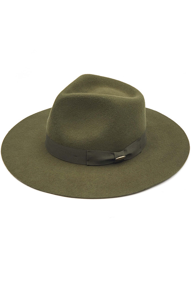 Women's Wool Felt Brim Hat in Olive