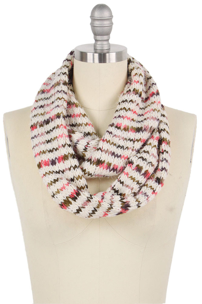 Women's Multi Color Yarn Knit Scarf in Ivory