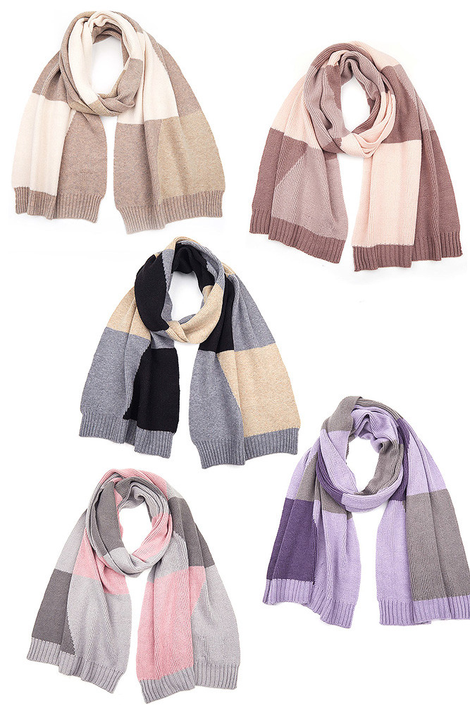 Women's Color Block Knit Oblong Scarf by BURACQ