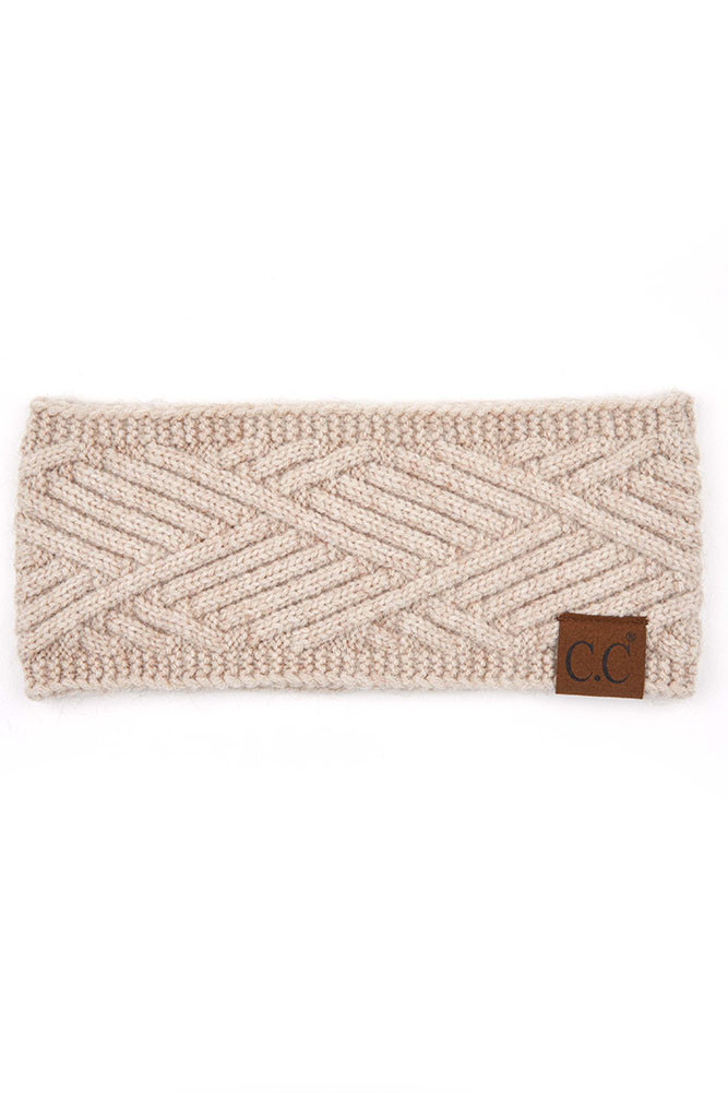 Women's Criss-Cross Pattern Headband in Beige