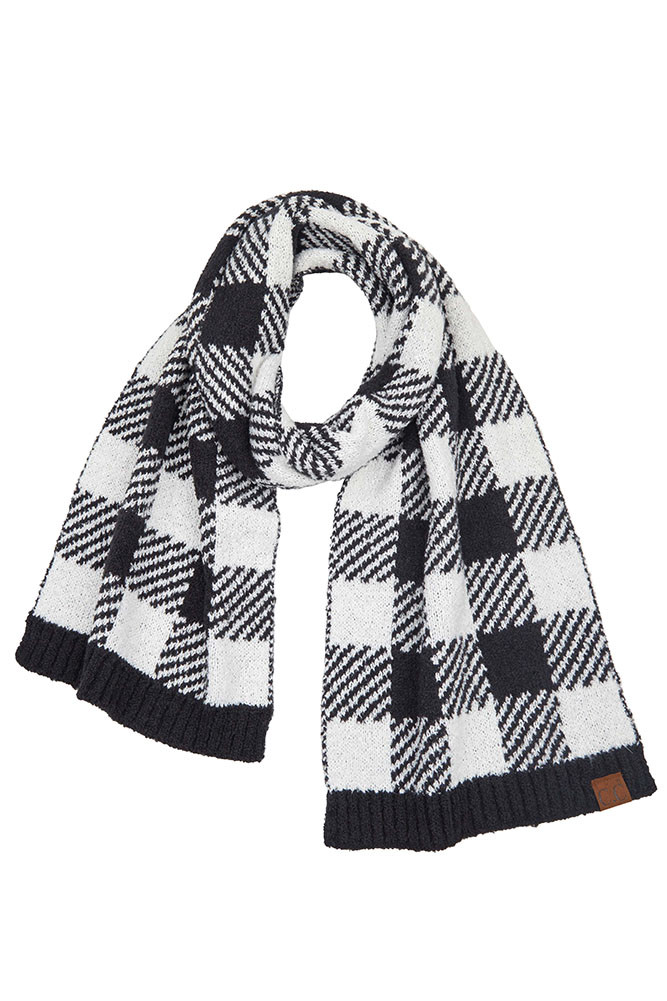 Women's Buffalo Check Jacquard Knit Scarf — scarf photo 7