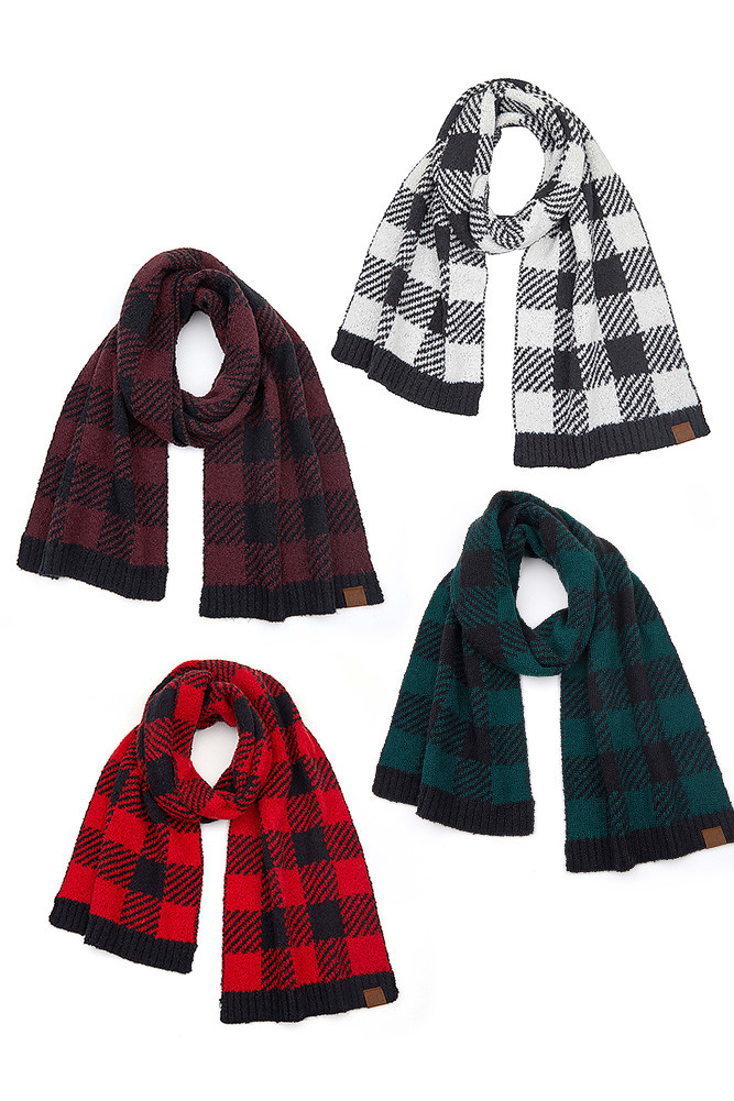 Women's Buffalo Check Jacquard Knit Scarf by BURACQ