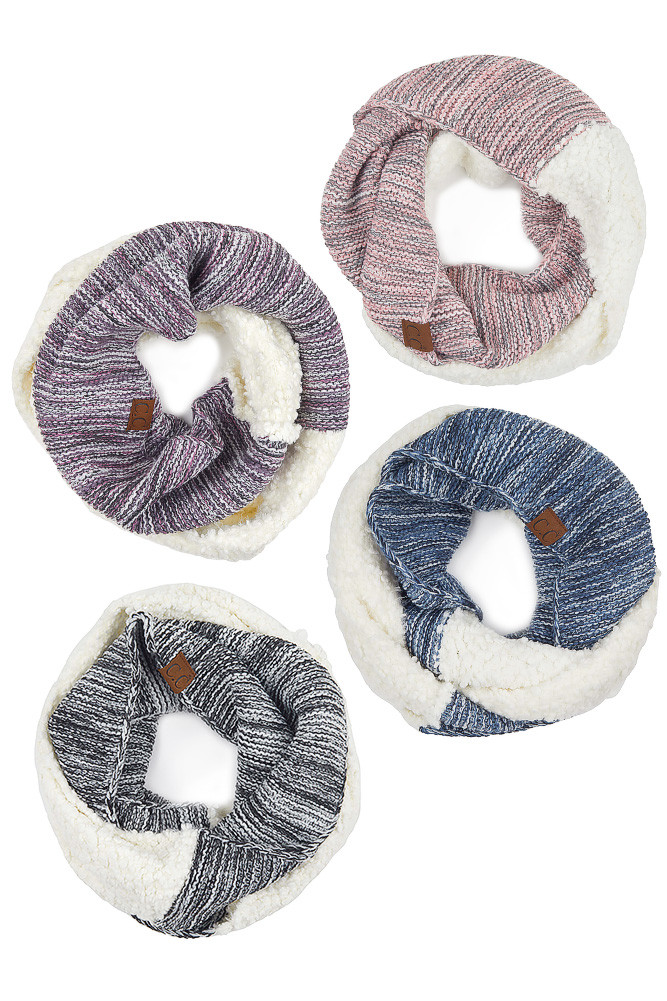 Women's Two-Tone Knit Infinity Scarf by BURACQ