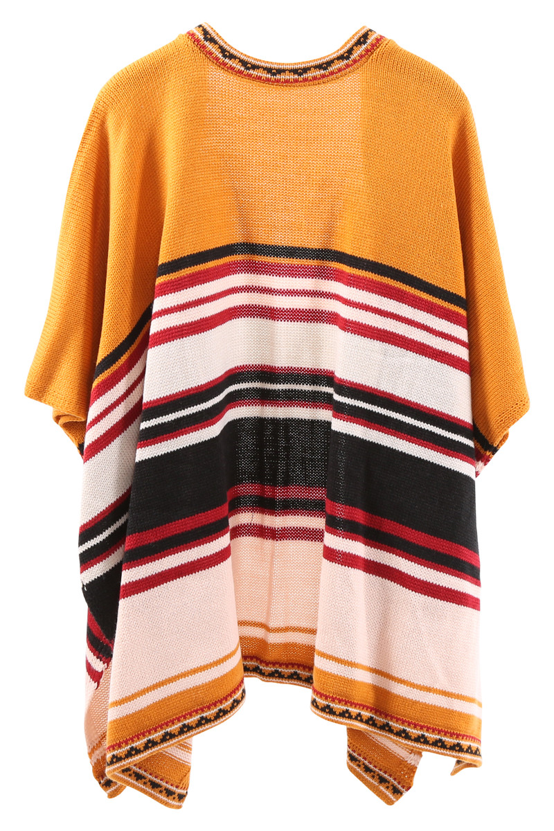 Women's Striped Ruana – Mustard in Mustard