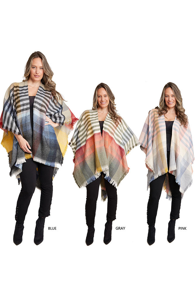 Women's Striped Ruana – Style JP1675 by BURACQ