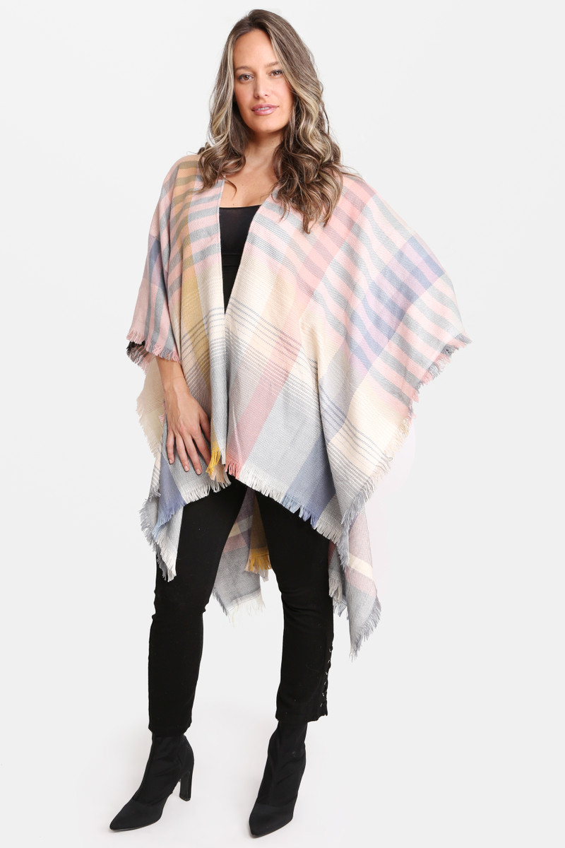 Women's Striped Ruana – Style JP1675 in Pink