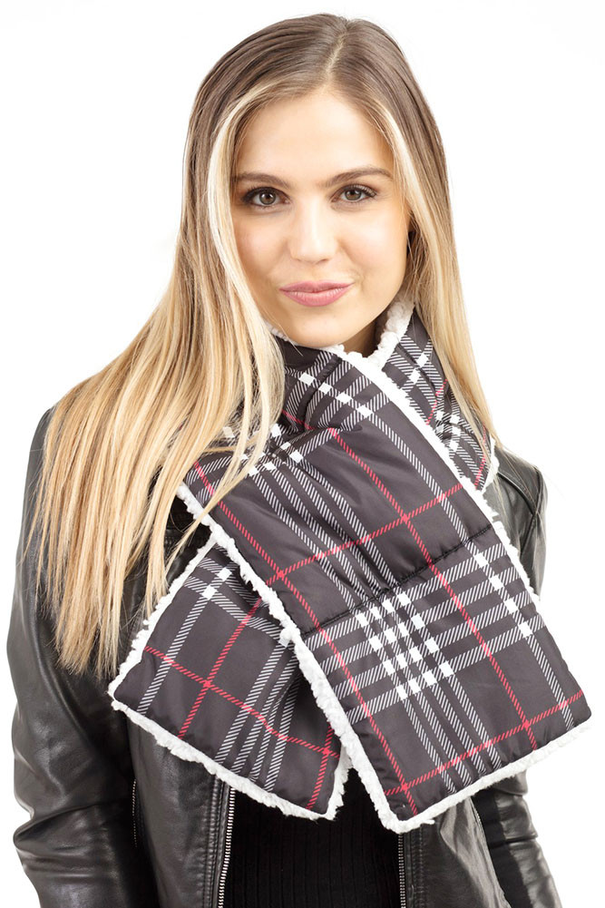 Women's Sherpa Plaid Scarf — scarf photo 2