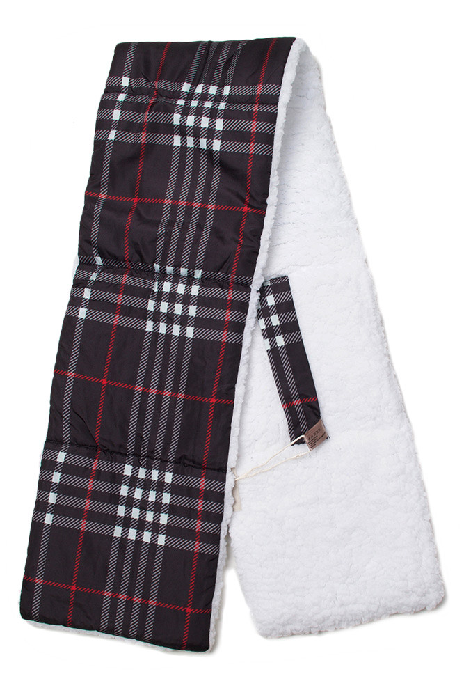 Women's Sherpa Plaid Scarf in Black