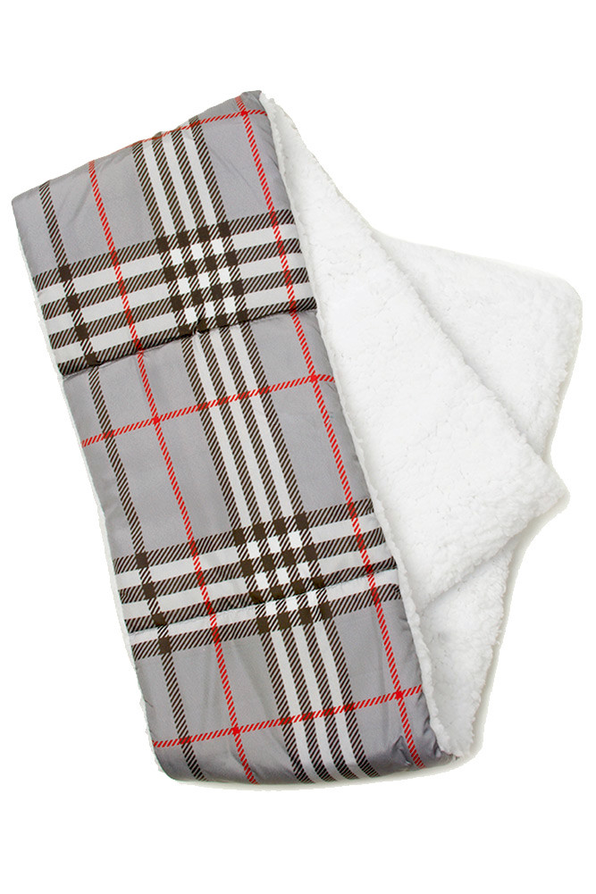Women's Sherpa Plaid Scarf in Gray