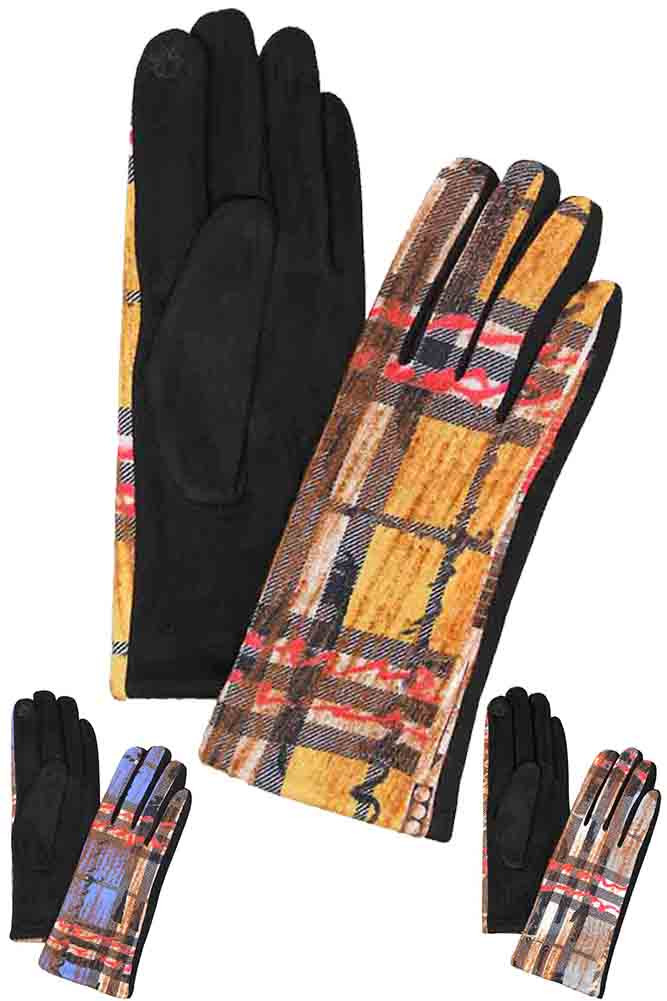 Women's Plaid Touch Gloves by BURACQ