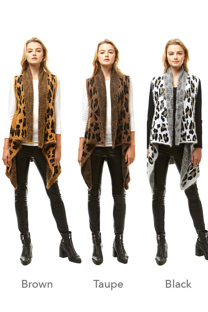 Women's Leopard Vest – Taupe — vest photo 3