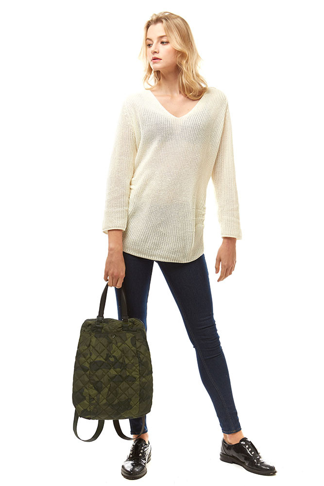 Women's Camo Puffer Backpack in Green