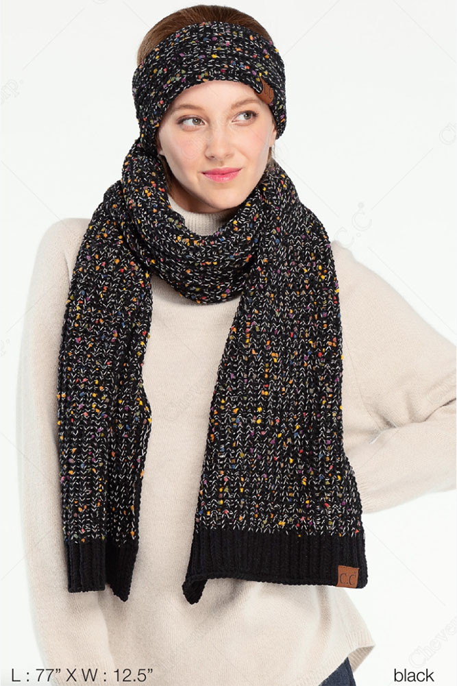 Women's Speckled Chunky Knit Oblong Scarf – Rose — scarf photo 5