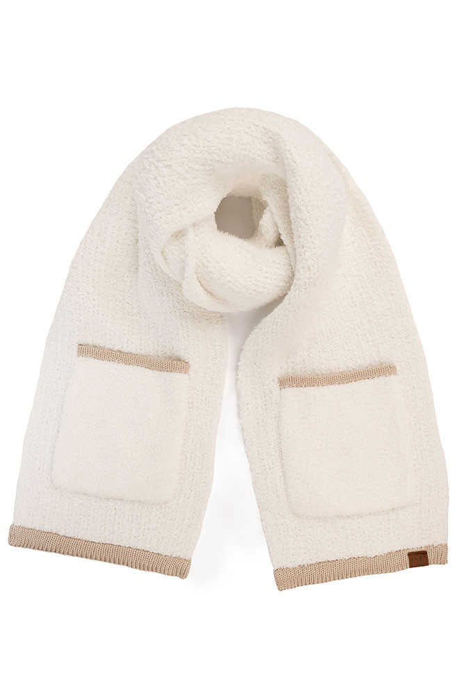 Women's Color Block Trim Knit Oblong Scarf by BURACQ