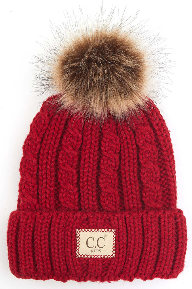 Kids Ribbed Knit Pom Pom Beanie — beanie photo 4