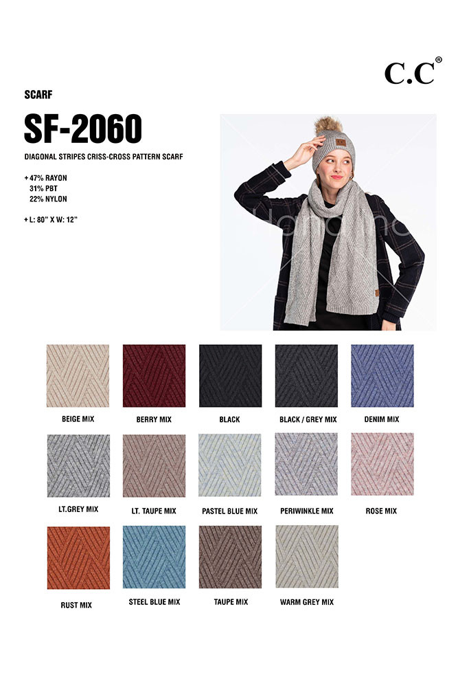 Women's Diagonal Stripes Criss-Cross Pattern Scarf — scarf photo 3
