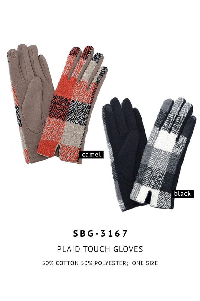 Women's Plaid Panel Touchscreen Gloves — gloves photo 2