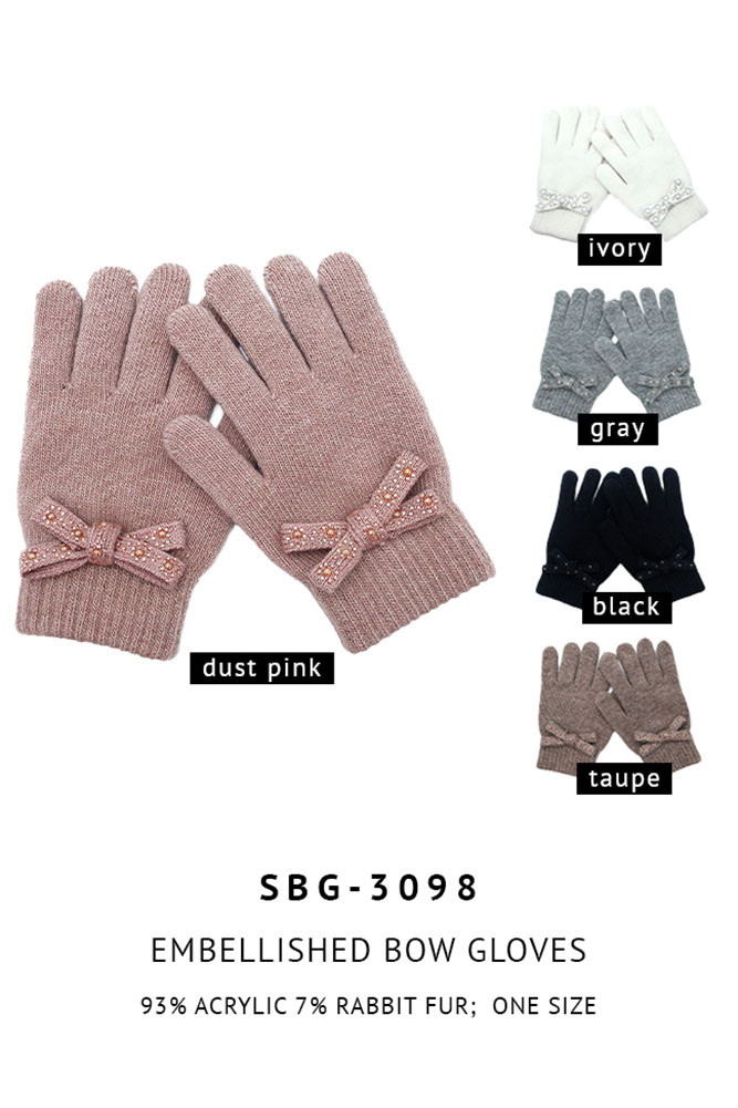 Women's Bow Knit Touchscreen Gloves — gloves photo 2
