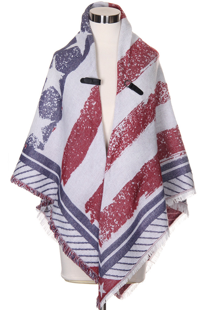 Women's Stripe Flag Pattern Shawl Wrap — shawl photo 3