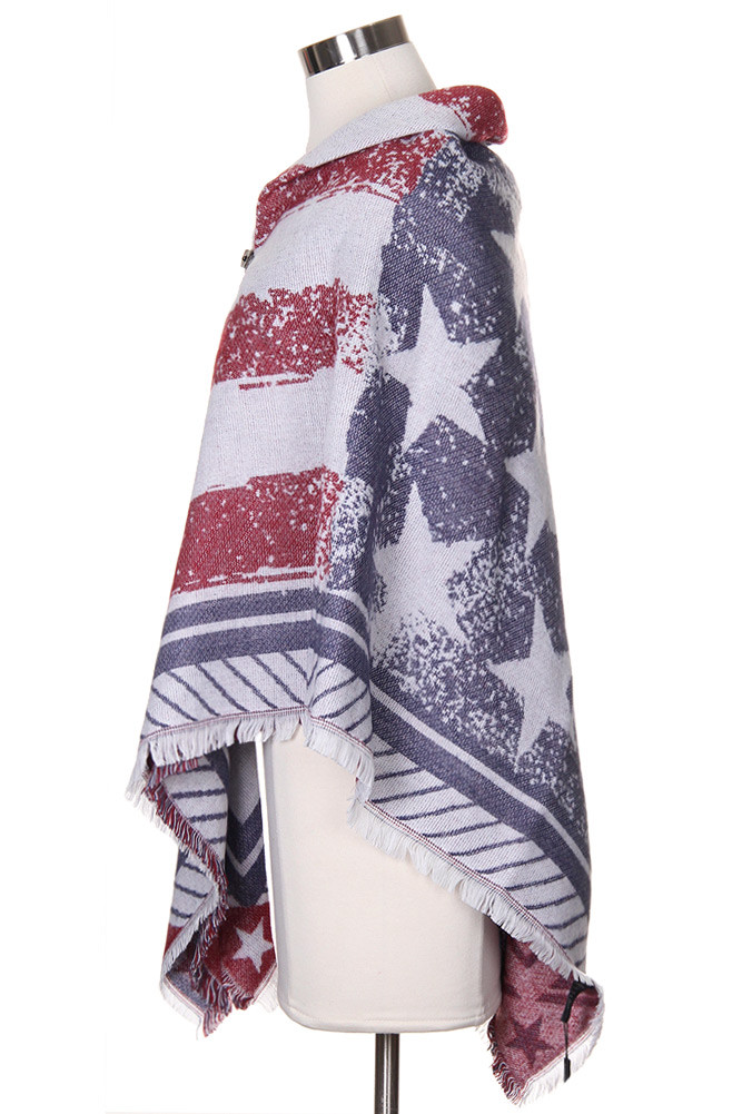 Women's Stripe Flag Pattern Shawl Wrap — shawl photo 4