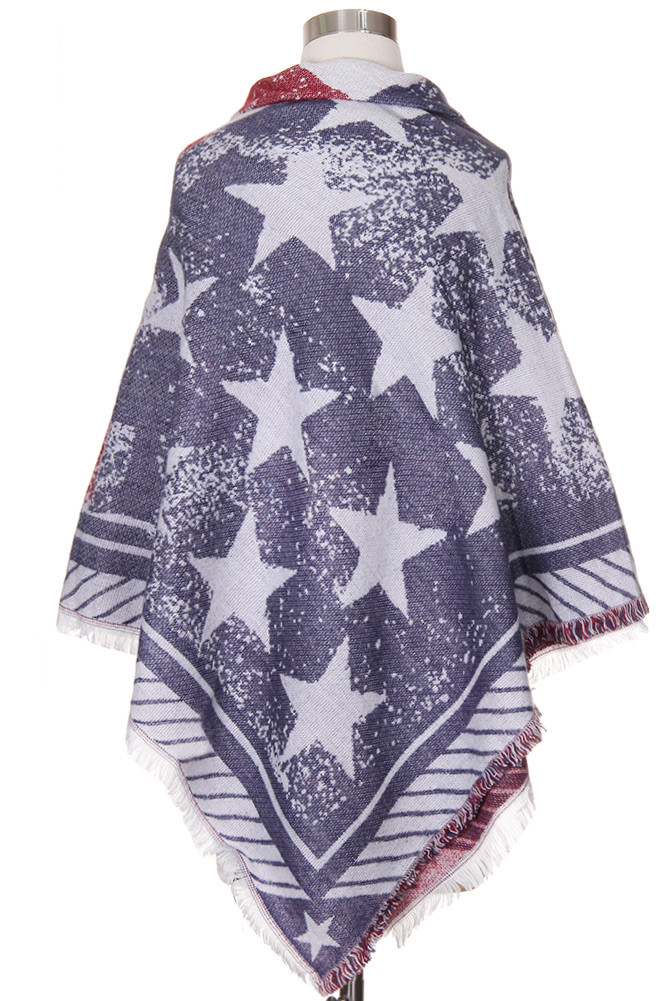 Women's Stripe Flag Pattern Shawl Wrap — shawl photo 5