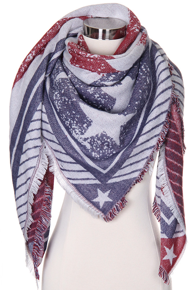 Women's Stripe Flag Pattern Shawl Wrap — shawl photo 6