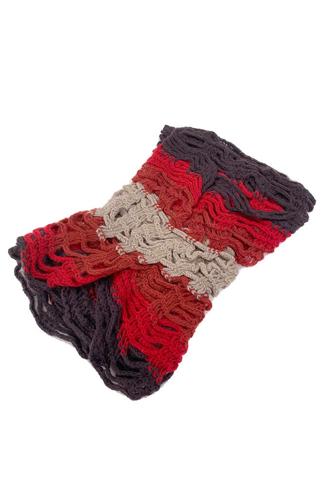 Women's Knit Multicolor Scarf in Burgundy