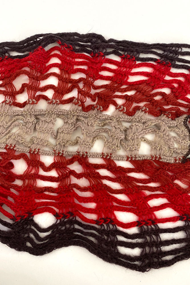 Women's Knit Multicolor Scarf in Burgundy