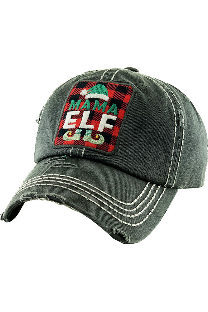 Women's Elf Christmas Holiday Baseball Cap in Black