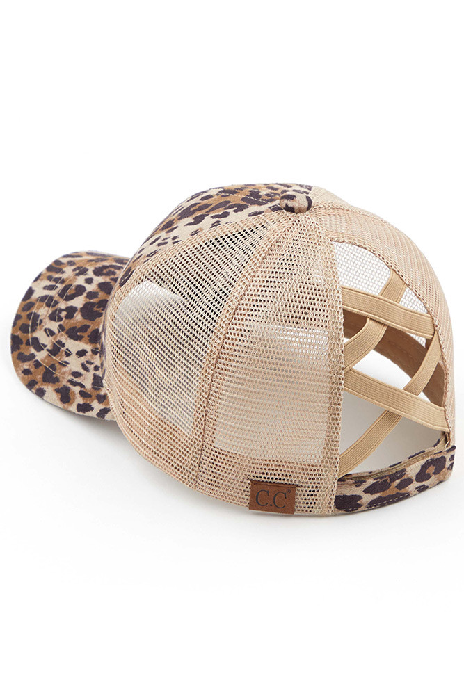 Women's Leopard Ponytail Baseball Cap — baseball cap photo 5