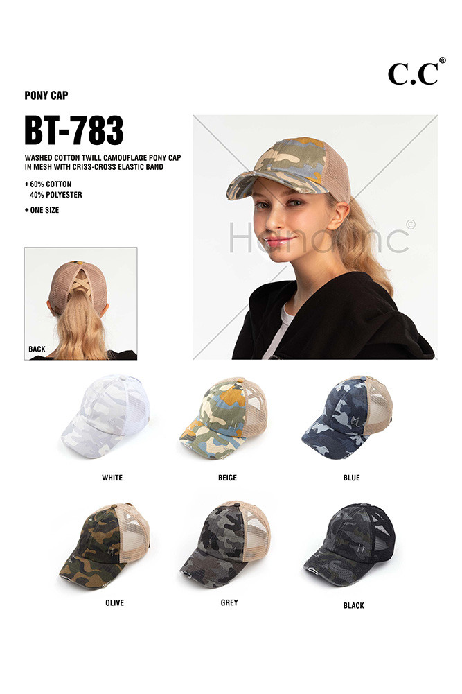 Women's Tie Dye and Camo Ponytail Baseball Cap — baseball cap photo 3