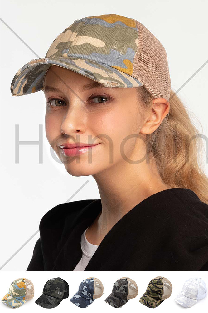 Women's Tie Dye and Camo Ponytail Baseball Cap — baseball cap photo 2