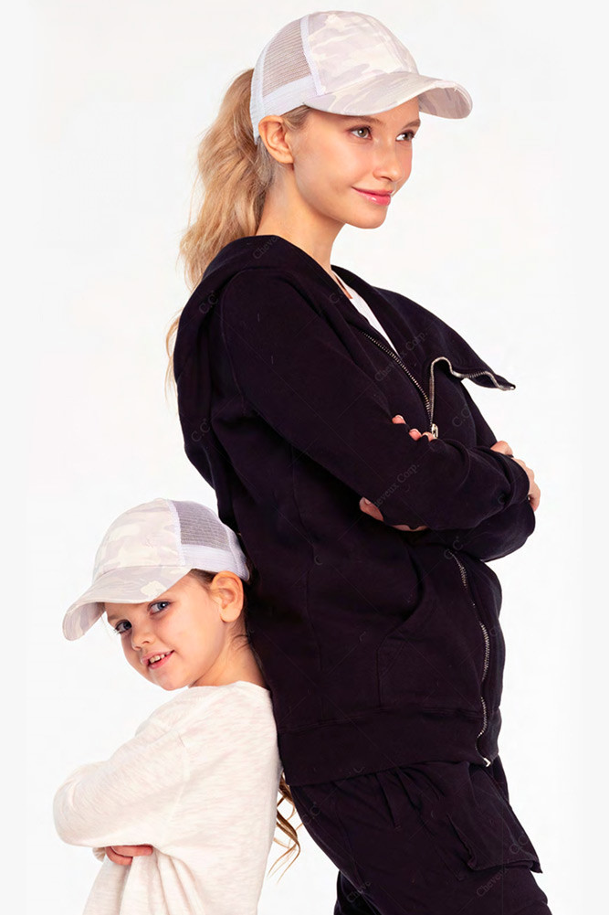 Kids Camo Mesh Ponytail Baseball Cap — baseball cap photo 5