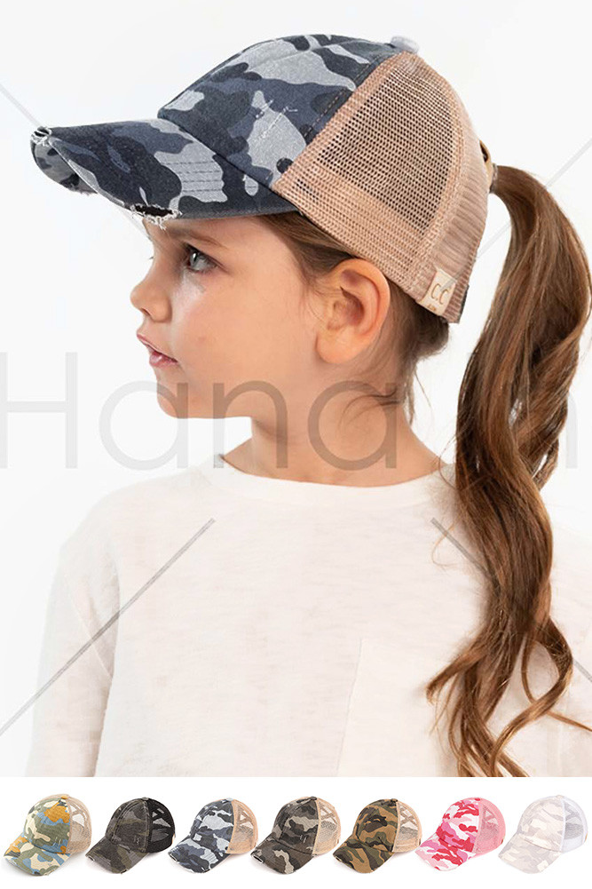 Kids Camo Mesh Ponytail Baseball Cap by BURACQ