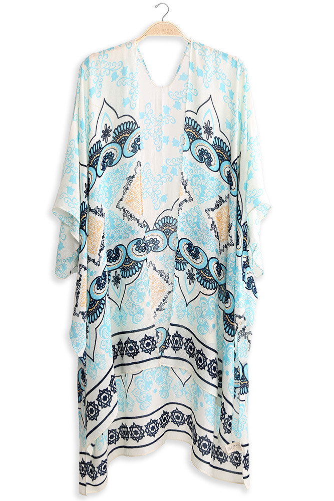 Women's Pattern Print Kimono in Mint