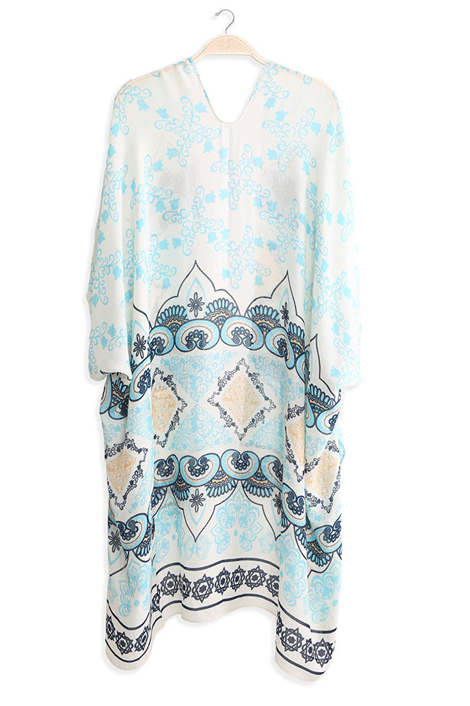 Women's Pattern Print Kimono in Mint