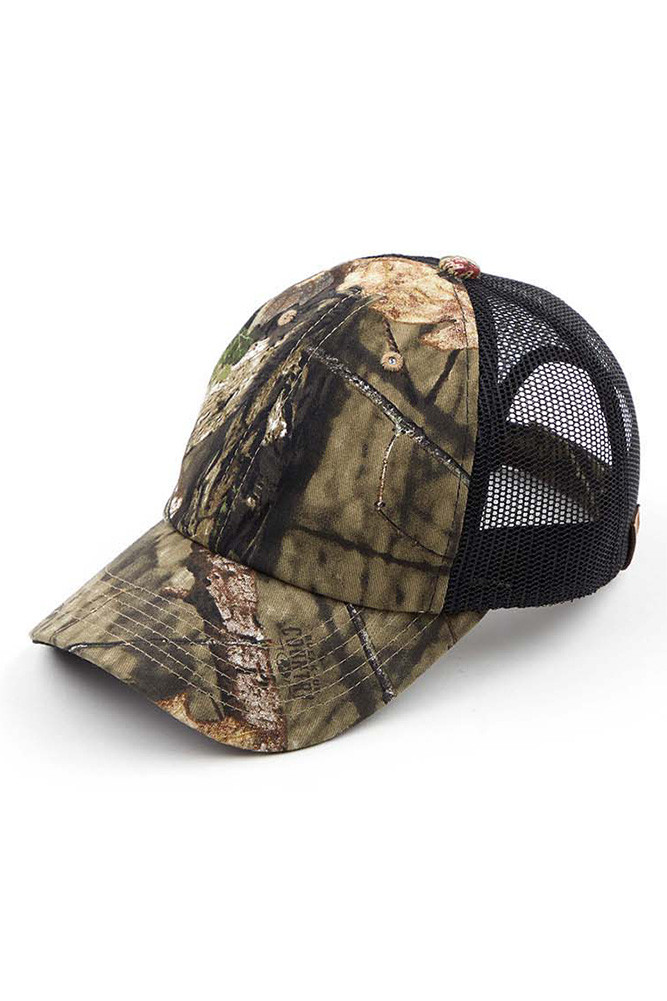 Women's Camo Mesh Ponytail Baseball Cap — baseball cap photo 3