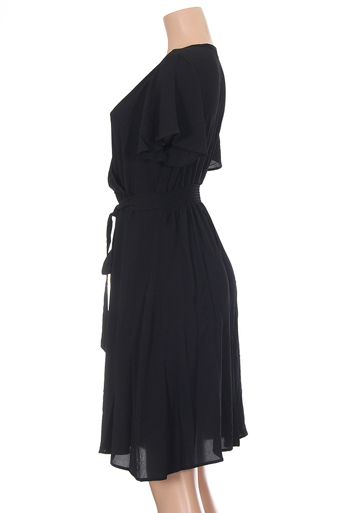 Women's Solid One Piece Dress in Black