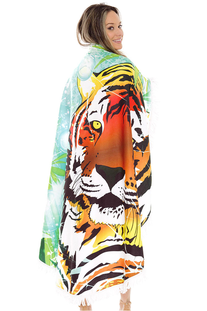 Tiger Print Beach Towel — beach towel photo 3