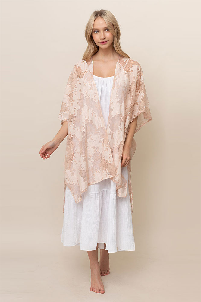 Women's Floral Kimono – Beige in Beige by BURACQ