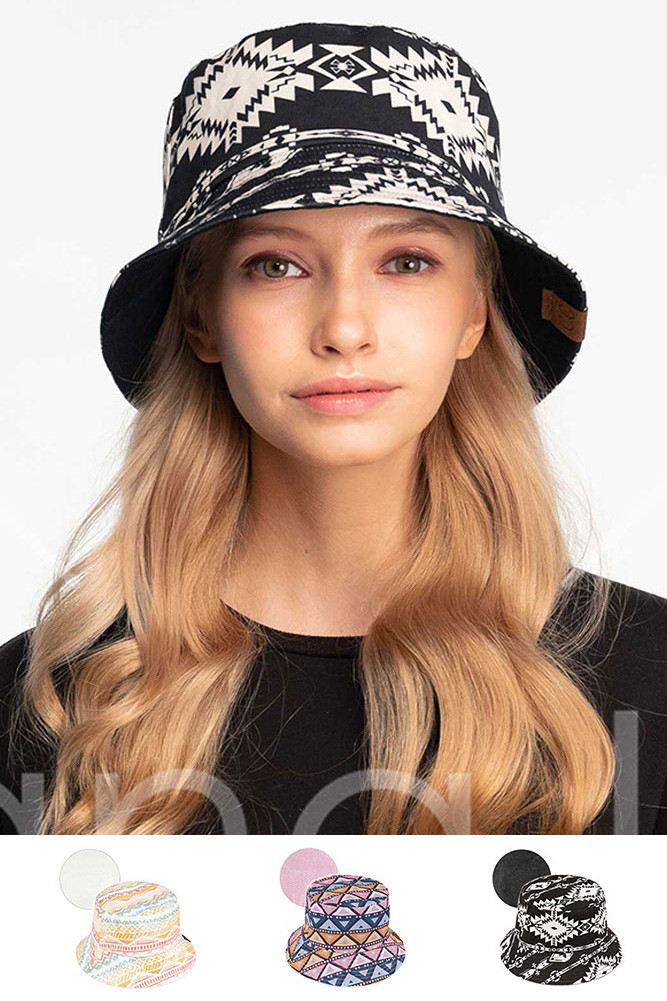 Women's Aztec Reversible Bucket Hat in Mauve by BURACQ