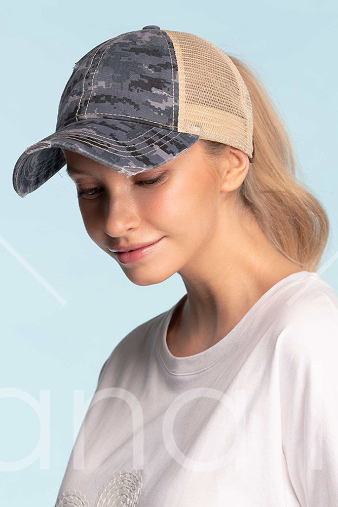 Women's Digital Camo Mesh Ponytail Cap — cap photo 6