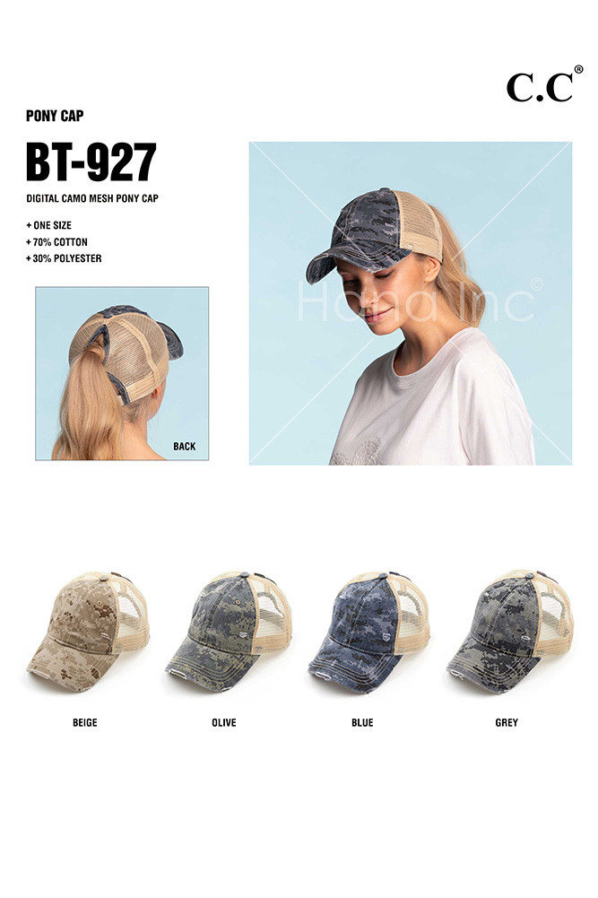 Women's Digital Camo Mesh Ponytail Cap — cap photo 3