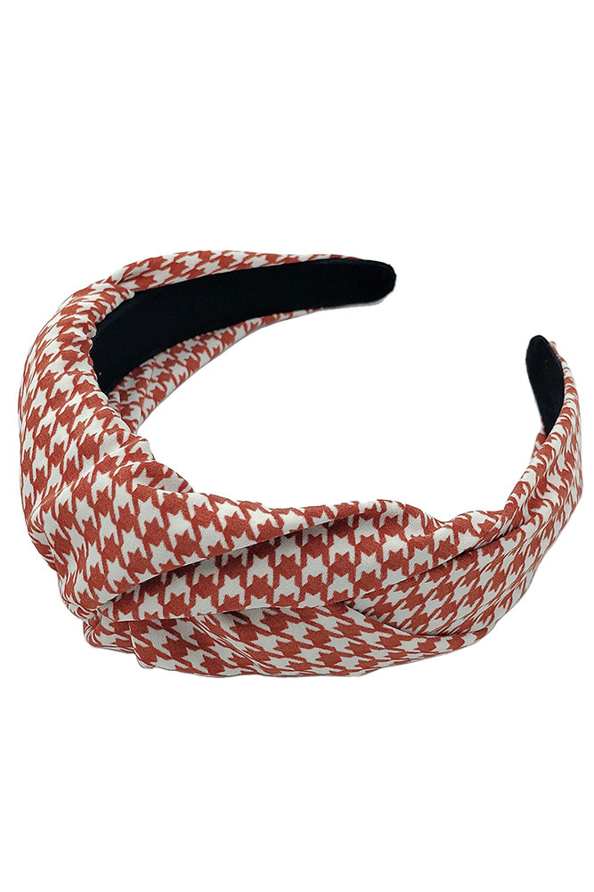 Women's Houndstooth Knotted Headband in Orange by BURACQ