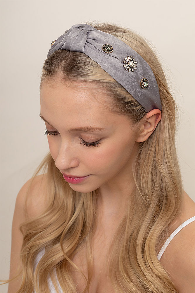 Women's Front Knot Embellished Headband in Gray by BURACQ