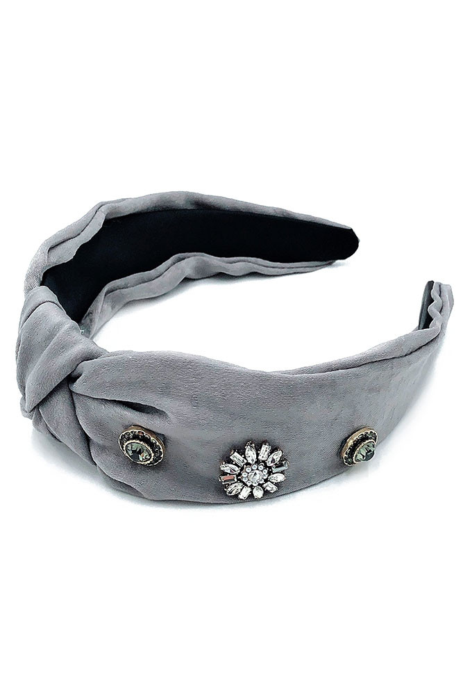 Women's Front Knot Embellished Headband in Gray