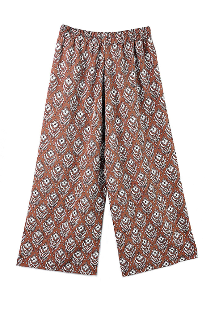 Women's Floral Print Pants in Brown